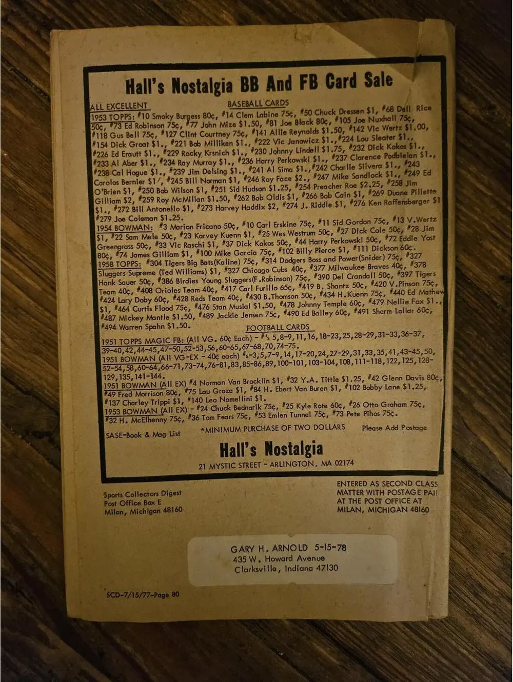 Sports Collectors Digest - June 30, 1977. Early baseball, Olivia Interview EUC